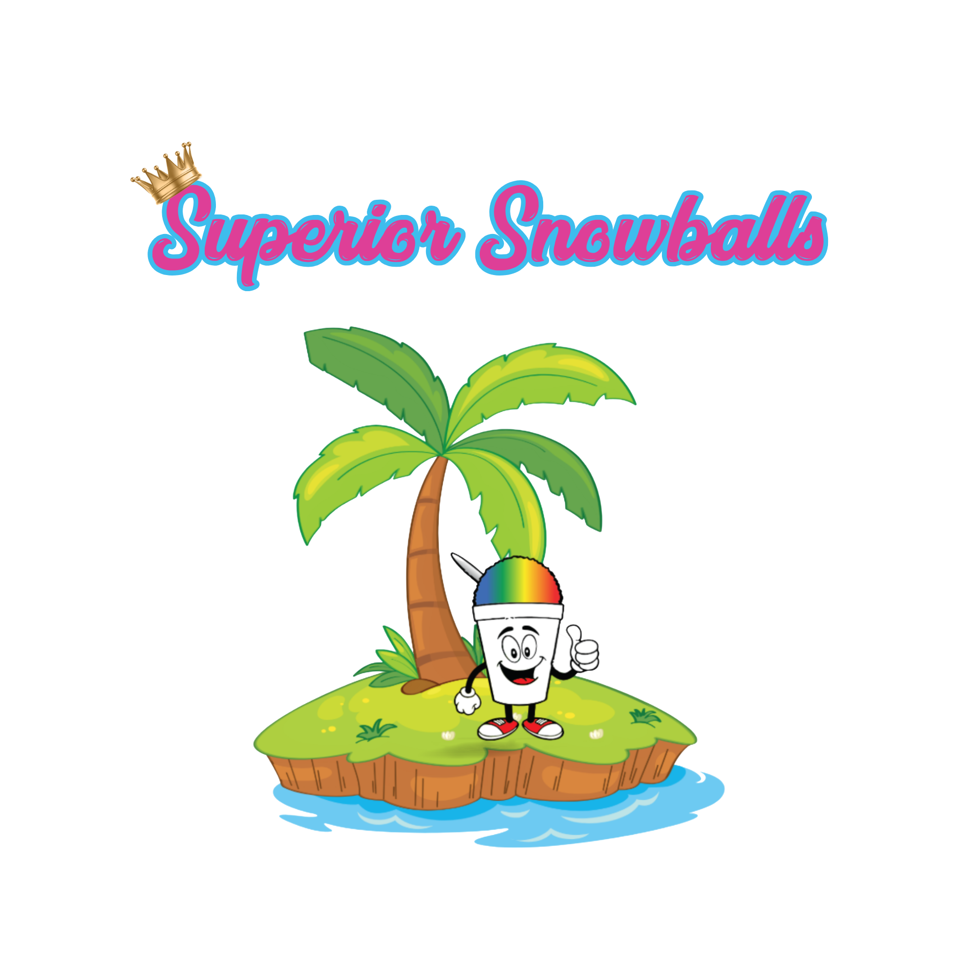 Superior Snowballs mascot on a tropical island